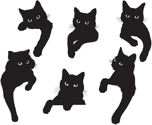 Stanzschablonen für Kartenherstellung, Motiv: schwarze Katzen, zum Basteln von Sammelalben, Papier, Metall, Stanzformen für Kartenherstellung, Prägung, Scrapbooking, Zuschnitte, Zubehör, 6 Stück