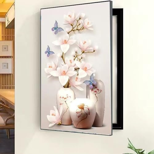 Cache Compteur Electrique, Cache Tableau Electrique Decoratif, Vertical Cache Compteur Électrique Mural Amovible Peinture Murale, pour Salon, Dortoir Et L'hôtel(Black 4,50 * 70cm/19.7 * 27.5in)