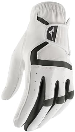 Mizuno Mens MX Synthetic Leather Golf Glove, Left Hand White/Black, Large