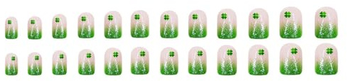 24 Irish A Tema Irlandese False Chiodi Con I Disegni A Verdi Coperture Piene Per Le Unghie Acriliche Manicure Giorno Patrick's Day False Donne