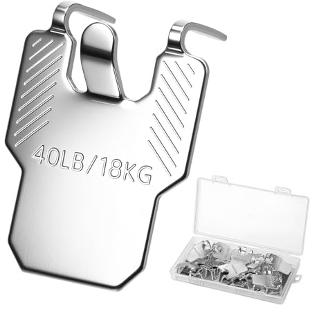 20Pcs Picture Hangers Claw Hooks for Drywall Holds up to 40lb | Stainless Steel No Nails Required Holds up to 40lb for Duty Art Picture Mirror Photo Poster Painting Hanger Hardware