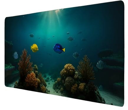 speecheese Schreibtischunterlage 69x31cm XXL Mauspad Spruch | Unterwasserszene 69x31cm XXL Mauspad mit Korallenriff Für Meeresfreunde - Tischunterlage mit lustigem