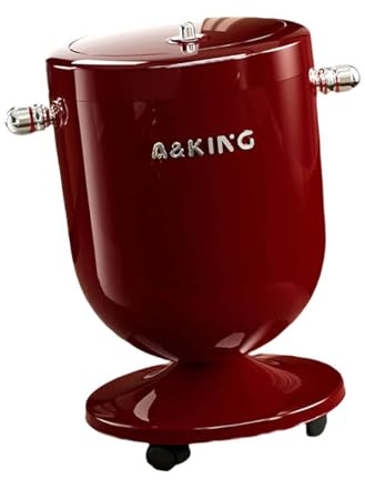Amagogo Mülleimer mit Rädern, Abfallbehälter 15L, Mülleimer für Büro, Schlafzimmer, Waschtisch, Garage, Toilette, Rot