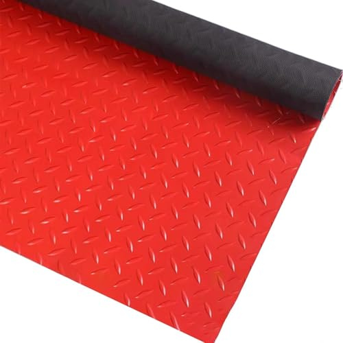 Kgfvesdc Tapis En Caoutchouc Ondulé–Tapis En Caoutchouc Ondulé Comme Sol D'Atelier,Antidérapant et résistant à l'usure,pour garage,établi, bateau, cuisine,Garage,salle de sport(Rouge)
