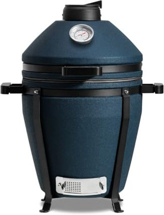 Kamado Bono EVO Minimo 41 cm Keramikgrill Matt Navy Blue – Kompakter Kamado Grill Ø34 cm Grillfläche, 2-Ebenen GrillMax System, inkl. Abdeckhaube, Deflektoren & Zubehör