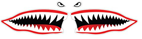 Hai Monster Cartoon Zähne Selbstklebend Vinyl Aufkleber 9,7 x 3,8 cm für Auto, Van, LKW, Laptop, 2 Stück