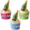 AK Giftshop PRE-CUT 31st Champagne Bottle - Edible Cupcake Toppers Birthday/Anniversary Cake Decorations (Pack of 24)