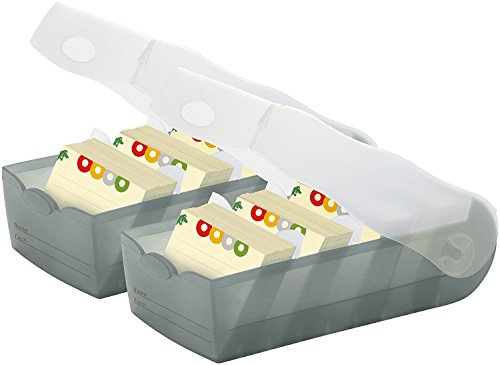 HAN Karteibox CROCO DIN A8 quer mit 5 Stützplatten und 100 Karten (transluzent-grau | 2er Sparpack)
