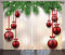 ABAKUHAUS Weihnachten Rustikaler Vorhang, Red Ball Ribbons, Wohnzimmer Universalband Gardinen mit Schlaufen und Haken, 280 x 175 cm, Rot Grün