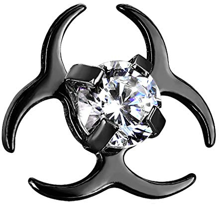 Piercingfaktor Aufsatz für Dermal Anchor Piercing Hautanker Implantat Skin Diver Strass Kristall Biohazard Symbol