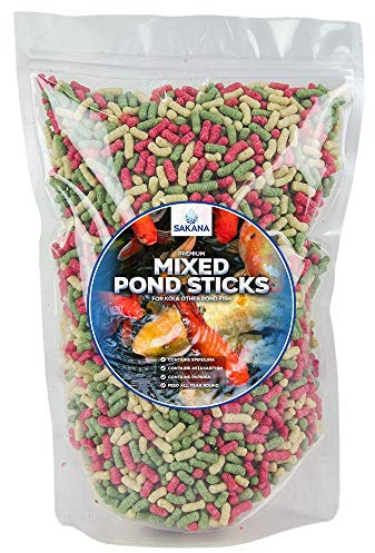 SAKANA Colour Mix Fish Sticks | 4mm Premium Quality Healthy & Nutritious Fish Food | Naturally Balanced Feed Snack for Ornamental Cold-Water Aquarium Fish | Great Source of Minerals & Vitamins (1kg)