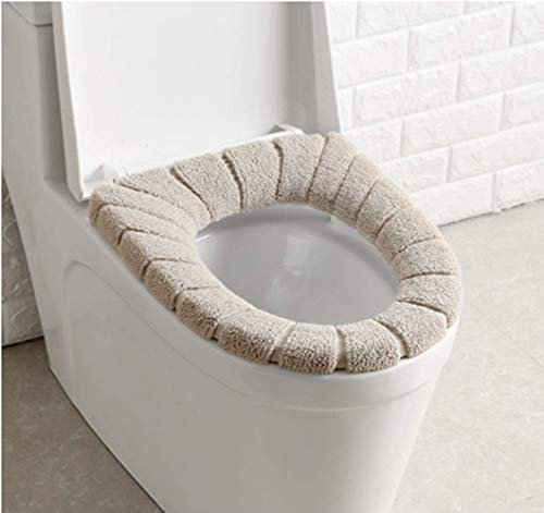 DadaAA Toilet Seat Cover Pads,Warmer Bathroom Toilet Seat Cushion Stretchable Washable (beige)