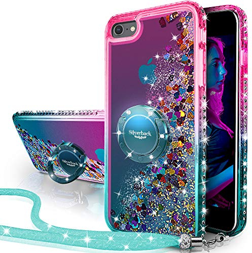 Miss Arts Cover per iPhone 6/6S, Cover in Silicone con Paillette Glitterate di Lusso con Supporto, Cover in Gel Liquido Cover Protettiva per iPhone 6/6S - Verde