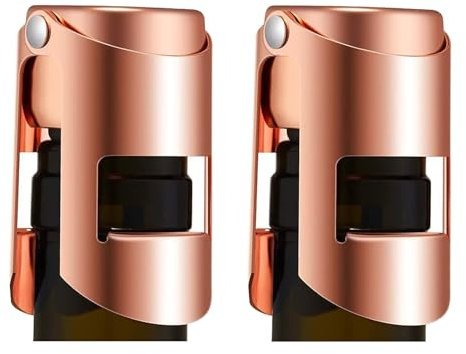 HYZ Champagne Stopper Stainless Steel Pack of 2, Rose Gold Bottle Sealer for Champagne, Cava, Prosecco and Sparkling Wine, Air-tight and Leak-proof Sparkling Wine Stopper Saver