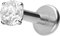 PIERCINGLINE Titan Labret Stecker Gewinde EINGEFASSTER KRISTALL Silberfarben 3 x 1,2 x 6 mm Piercing Lippe Nase Ohr