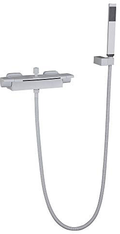 Badewannenarmatur Weiß Mit Handbrause Duschsysteme Wannenarmatur Wasserfall Auslauf Wandhalterung Einhandmischer Wasserhahn Badewanne Für Bad Dusche (B)