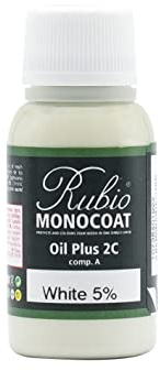 Rubio Monocoat Holzöl-Finish 0.8 m² - White 5% | Oil Plus 2C | Schnell trocknendes, umweltfreundliches Leinsamen-Holzöl für den Innenbereich | Protector | 20 ML