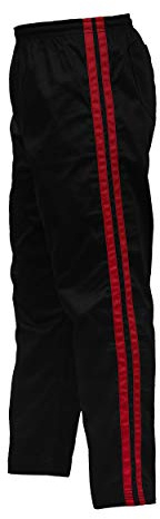 UFG Martial Arts Striped Karate Pants Cotton & Polyester Blended - Kids Adults Unisex (Red, 000)
