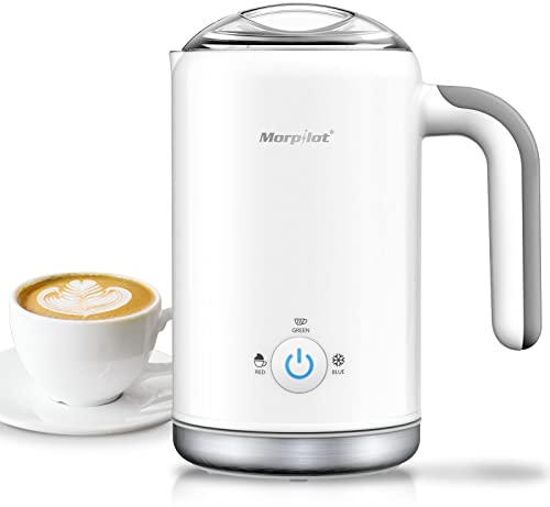 morpilot Milk Frother, 500 W, 350 ml, Automatic Milk Frother, 3 Modes, Non-Stick Coating, Electric Milk Frother for Milk, Coffee, Cappuccino, White