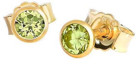 NKlaus Paar Ohrstecker echt Peridot Gelbgold 585 14 Karat Gold 3,5mm kleine Ohrringe 7937