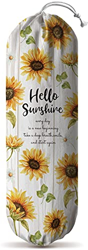 Hglian Sunflower Grocery Bag Holder,Cute Flower Plastic Bag Holder Organizer Storage for Kitchen