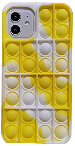 Fidget Toys Handyhülle, Push Pop Pop Bubble Release Stress Ganzkörperschutz Stoßfest Silikon Hülle (Multicolor 1, für iPhone 12 und 12 Pro)
