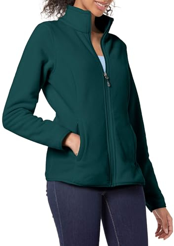 Amazon Essentials Women's Classic-fit Long-Sleeved Full Zip Polar Soft Fleece Jacket (Available in Plus Size), Dark Green Heather, XS