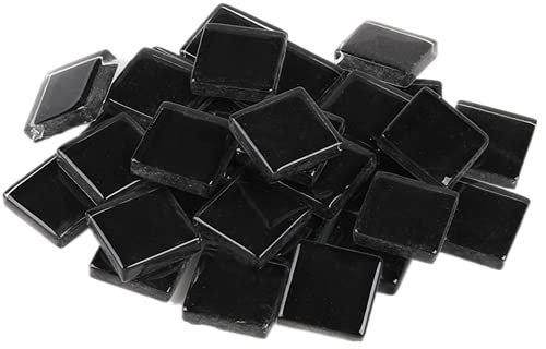 200g Carreaux de Mosaïque Tesselles en Verre,1,5x1,5cm Carré Mosaïque de Pierres Morceaux de Mosaïque en Verre pour Loisirs Créatifs, Décoration(Noir)