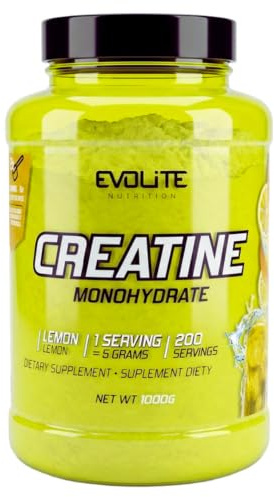 Kreatinmonohydrat 1kg - Taurin Kreatinpulver, Pre-Workout -200 portioner - Perfekt lösligt, veganskt & mikroniserat, 6 månaders förbrukning - Evolite Nutrition