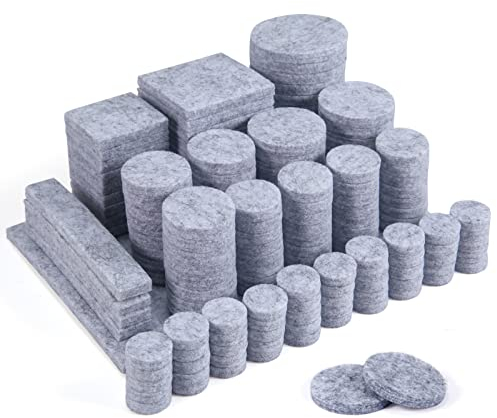 Filzgleiter Selbstklebend Set,moinkerin 160 Stücke Filzgleiter für Stühle(Eckig und Rund) - Grau Stuhl Filzgleiter 5mm Dicke Möbel Filzgleiter für Möbelfüße Stuhlbeine, Hartholzböden