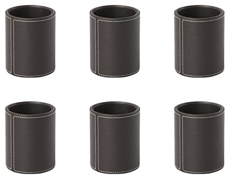 Osco Brown Faux Leather Pen Pot 6 Pack, Desk Tidy Pencil Holder, Office Organiser, Makeup Brush Holder, Stationery Storage, Cosmetics Pot, Home Office Accessories, Compact Desk Organiser