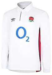 Umbro Mens England Long Sleeve Classic Rugby Shirt 2021 White/red S