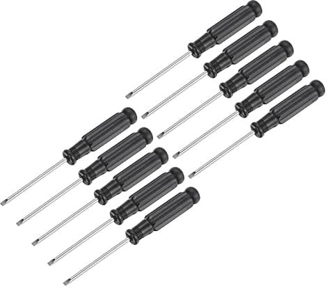 sourcing map Mini Slotted Screwdriver, 2.5mm Flat Head with Black Handle for Small Appliances, 10 Pcs