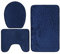 ViaGasaFamido Badezimmermatte 3-teiliges Set Badezimmerteppich-Set Steingeprägte Toilettendeckelabdeckung Badezimmer-Fußmatten Badewannenseite Saugfähige Teppiche (Navy blau)