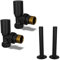 UK Radiators Round Black Radiator Valves and Pipe Covers - Black Matt Finish - Classy and Modern Design 1/2 x 15mm Angled Radiator Valves - Pair of Valves with 130mm Pipe Covers