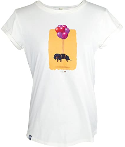 Bavarian Caps Damen Dackelexpress T-Shirt, weiß, L