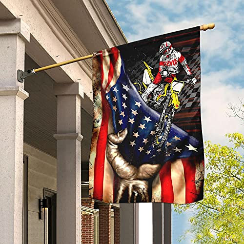 Bandera de motocross para patio, bandera de interior, divertida bandera de jardín de doble cara para fiestas al aire libre, 70 x 102 cm