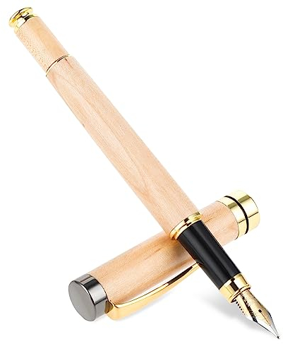 Cobee Natural Wood Fountain Pens, luxury Fountain Pen 0.7mm Fine Point Pen Fancy Vintage Fountain Pen Business Pen Smooth Writing for Journaling Calligraphy Gift Supplies(Brown)