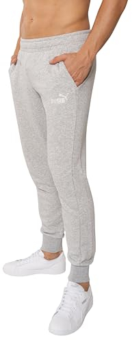PUMA Jogginghose Herren, Trainingshose lang, Sporthose, Baumwolle, Statement Deluxe Edition, Regular Fit, Grau, Größe L