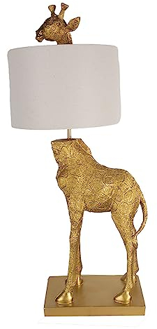 Clayre & Eef Tischlampe Giraffe 39x30x85 cm Goldfarbig Kunststoff Schreibtischlampe