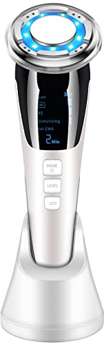 Ultraschallgerät Gesicht Kosmetisches Gerät Faltenentferner Gesichtsmassagegerät Ultraschall Gesichtslifting Schönheitsgerät mit EMS ION- Photon Heiße/Kühle Behandlung für Anti Falten Anti-aging