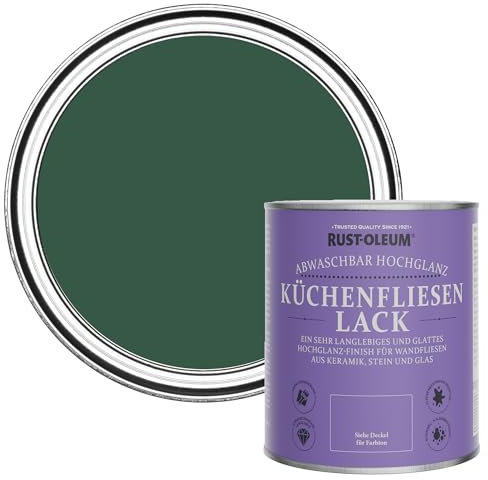 Rust-Oleum Peinture Verte Résistante à l'eau pour Faïence de Cuisine, Finition Brillante - Pinède 750ml