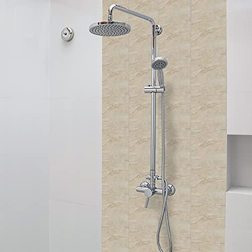 Alwayspon Peel and Stick Floor Tile Stick on Floor Tiles, Vinyl Floor Sticky Back Sticker, Non-Slip Floor Tiles Self-Adhesive Sticker Decals, Brown Marble Effect, 30cmX30cmX12Pcs