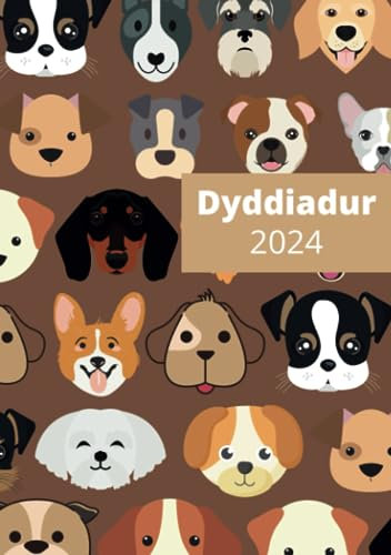 Dyddiadur Cŵn 2024: A5 | Tudalen A Diwrnod | Iaith Gymraeg | DU
