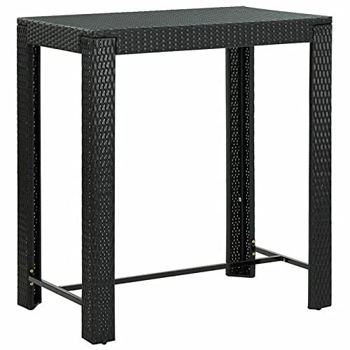 Homgoday Garten-Bartisch Schwarz 100x60,5x110,5 cm Poly Rattan, für Innen- und Außenbereich, stabil und leicht zu reinigen Model45874