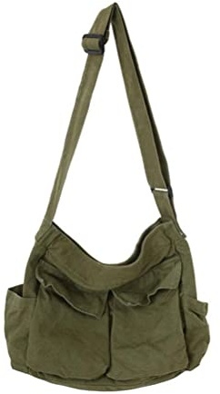 Canvas Umhängetasche, Canvas Umhängetasche mit Mehreren Taschen, Große Hobo Umhängetasche für Damen und Herren, Lässige Umhängetasche für Damen und Herren