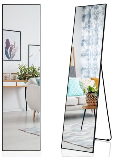 LIFEZEAL 2 in 1 Standspiegel 160 x 40 cm, Ganzkörperspiegel Wandspiegel aus Metallrahmen, Stehspiegel Bodenspiegel für Wohnzimmer Flur Schlafzimmer Garderobe