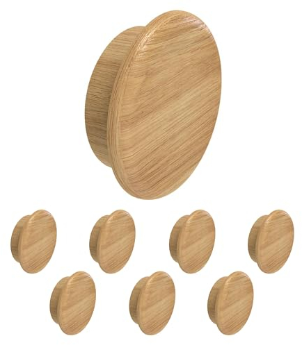 Heimatspäne Abdeckkappen für Bohrlöcher Eiche in verschiedenen Größen [8 Stück] – Schraubenabdeckung Holz natürlich geölt zum Eindrücken – Bohrloch Abdeckkappen als Blindstopfen [Ø25mm]