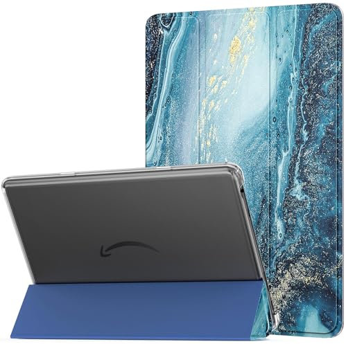 MoKo Funda para Amazon Fire HD 10 Tableta(13ª Generación, Modelo de 2023) 10,1, Funda Plegable Cuero PU para Fire Tablet 10 2023 con Carcasa Translúcida, Auto Activación/Reposo, Dorado