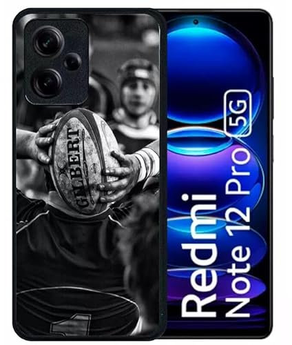 Générique Coque pour redmi Note 12 Pro 5g - Rugby Noir et Blanc - Silicone - Noir